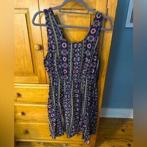 Vintage Torrid Navy Blue Sleeveless Cutout Tie Back Printed Dress Size 0